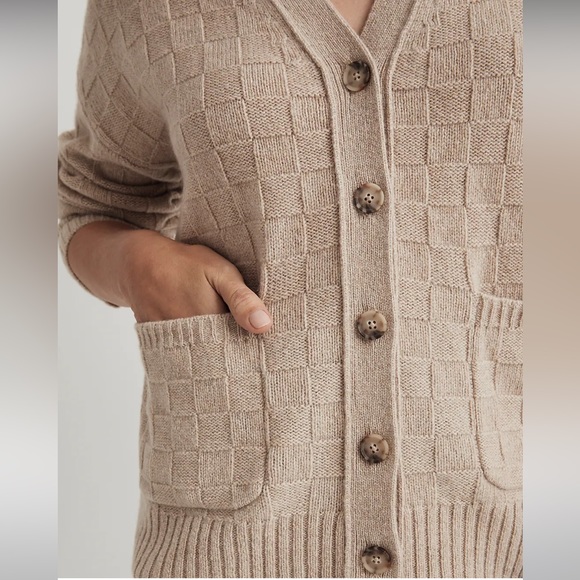 NWT Madewell (Re)sourced Cashmere Cardigan in Checkerboard XXS - Picture 2 of 7